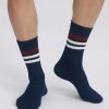 Men's ribbed striped socks Navy Dim Bamboo