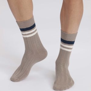 Men's grey striped ribbed socks Dim Bamboo