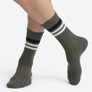 Men's olive striped Bamboo socks