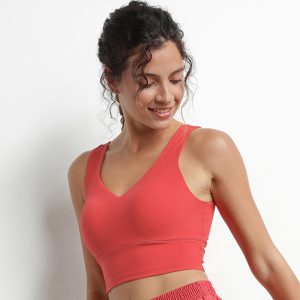 Red sculpting microfiber long bra Dim Move