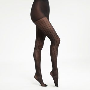 Women's sheer tights with linear pattern Black Dim Style