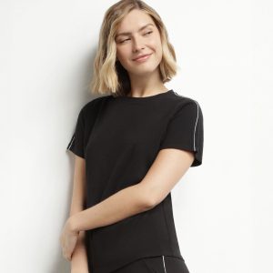 Women's thermoregulating jersey sports T-shirt Black Dim Move