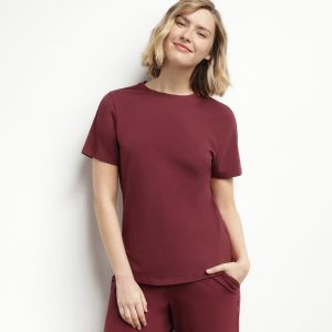 Thermoregulating women's sports T-shirt in Bordeaux jersey Dim Move