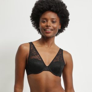 Black lace scarf bra with Mod foliage by Dim