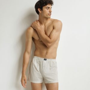 Men's blue striped stretch cotton boxer shorts