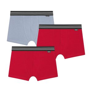 Pack of 3 Ecodim Red Blue stretch cotton boxer shorts for boys