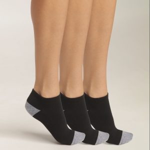 Pack of 3 pairs of EcoDim Sport black and grey cotton socks for women