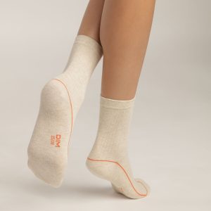 Women's ribbed cotton socks Steel with coloured piping Dim Mode