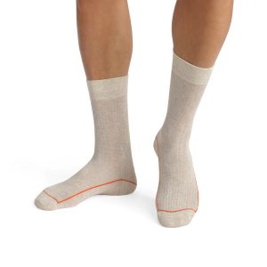 Beige ribbed cotton men's socks with coloured piping Dim Mode