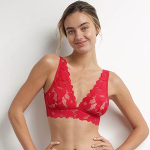 Red Dim Lacy lace bralette with large flowers