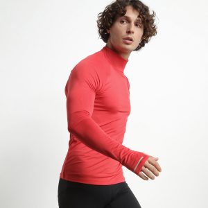 Men's sports top with high collar in microfiber Dim Move Red