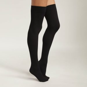 Women's knee-highs in ribbed opaque voile Black Dim Style