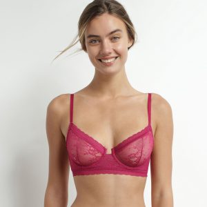 Fuchsia floral lace underwired bra Dim Romance
