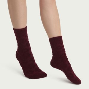 Women's fig terry socks with flowers Dim Mode