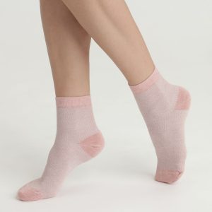 Women's pink and silver Lurex socks Dim Mode
