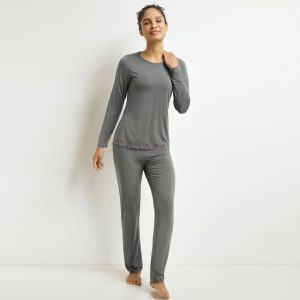 Women's pyjama trousers Grey with lace Don't Disturb