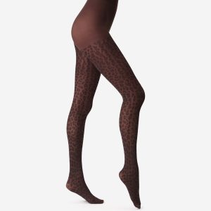 Brown leopard print tights Dim Style