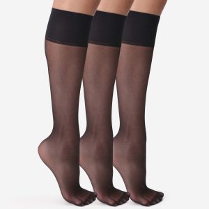 Beauty Resist 20D Black Sheer Knee Highs 3 Pack