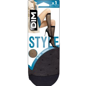 Madame So DIM 15 dotted swiss patterned knee highs in black