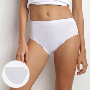 Pack of 2 pairs of Pur Coton high rise bikini knickers in white