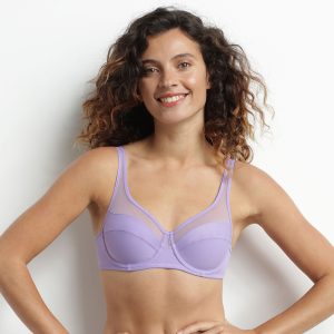 Lila Dim Generous microfiber and tulle push-on bra