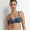 Blue microfiber and tulle push-on bra Dim Generous