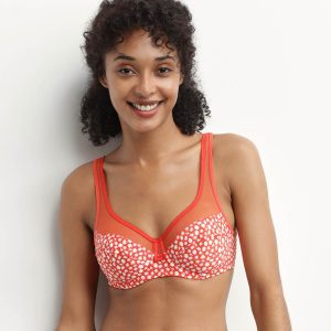 Full cup underwire floral bra in Red Generous Dim
