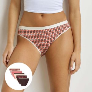 Pack of 5 Women's Bohemian Briefs Ecru Brown Les Pockets
