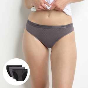Pack of 3 pairs of Les Pockets Coton bikini knickers in black