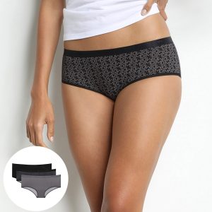 Pack of 3 pairs of Les Pockets Coton boyshorts in black