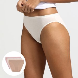Pack of 3 pairs of Les Pockets Coton knickers in nude/pink/pearl