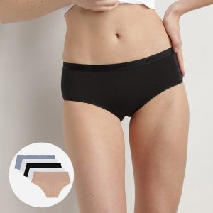 Pack of 5 Les Pockets Ecodim stretch cotton shortys for women