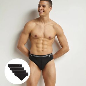 Pack of 4 briefs cotton stretch men's Black EcoDim