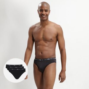 Pack of 3 pairs of black stretch cotton briefs for men