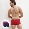 Cotton Stretch pack of 3 men's trunks in denim blue topaz red and steel grey