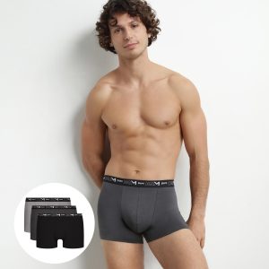 Pack of 3 Men's Black Grey Cotton Stretch Boxers Dim