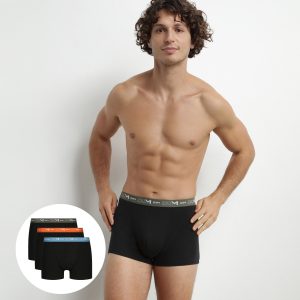 Pack of 3 Blue Orange Dim Cotton Stretch Boxer Briefs for Men
