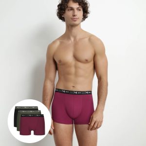 Pack of 3 Men's Black Khaki Red Dim Cotton Stretch Boxers