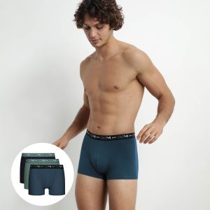 Pack of 3 Men's Boxers Black Green Blue Dim Cotton Stretch