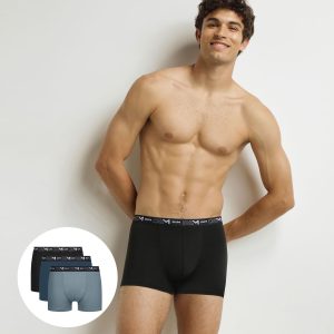 Pack of 3 Men's Black Granite Green Stretch Cotton Boxer Briefs