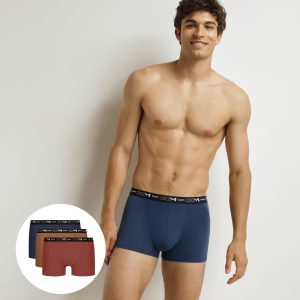 Pack of 3 Coral Ochre Nocturne Cotton Stretch Boxer Briefs for Men