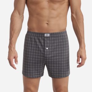 Caleçon homme Anthracite à carreaux Dim Coton