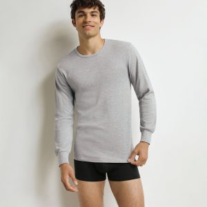 Men's Dim Thermal t-shirt in mottled grey cotton